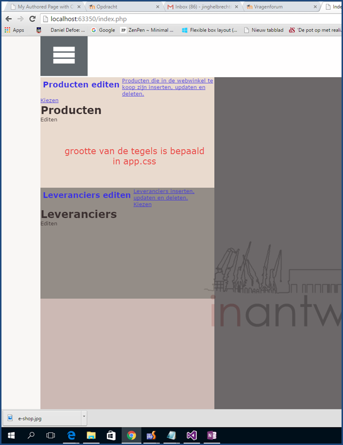 Mikmak Admin Index pagina met tower - logo - Floor - control-panel - showroom opmaak